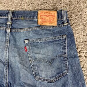 Levi's 504 Jeans Mens 36x34 Blue Denim Straight Regular Fit Cotton Fade Distress